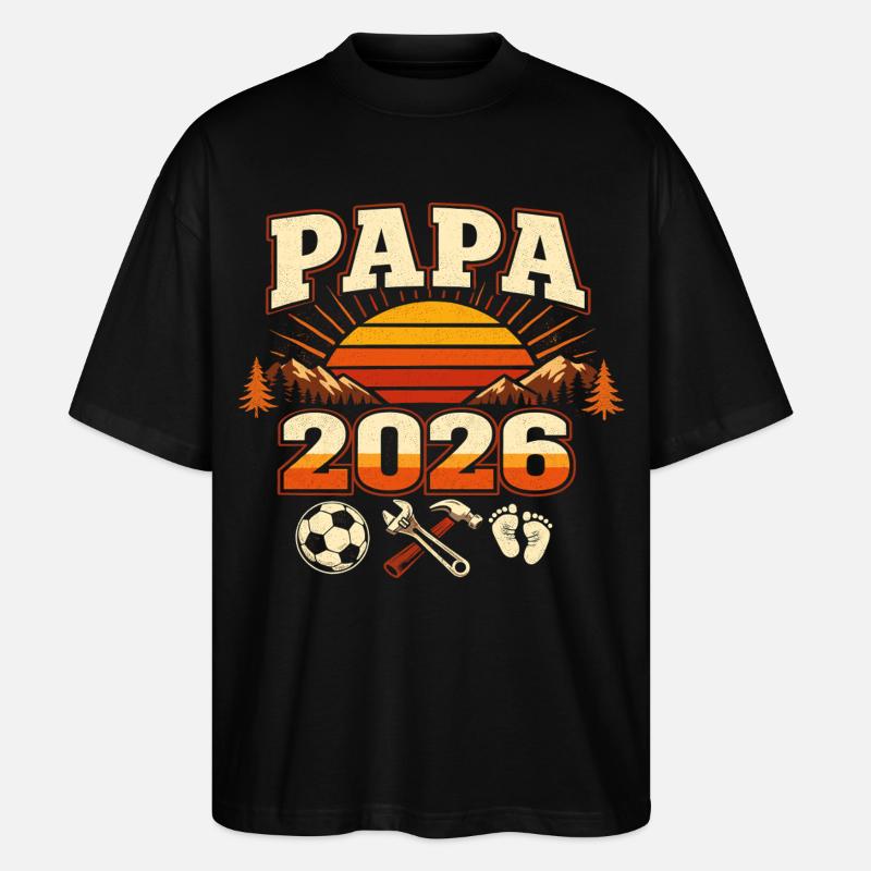 Papa 2026 Loading Geschenk Werdender Vater - Stanley/Stella Oversized Unisex Bio T-Shirt Blaster 2.0 - Schwarz