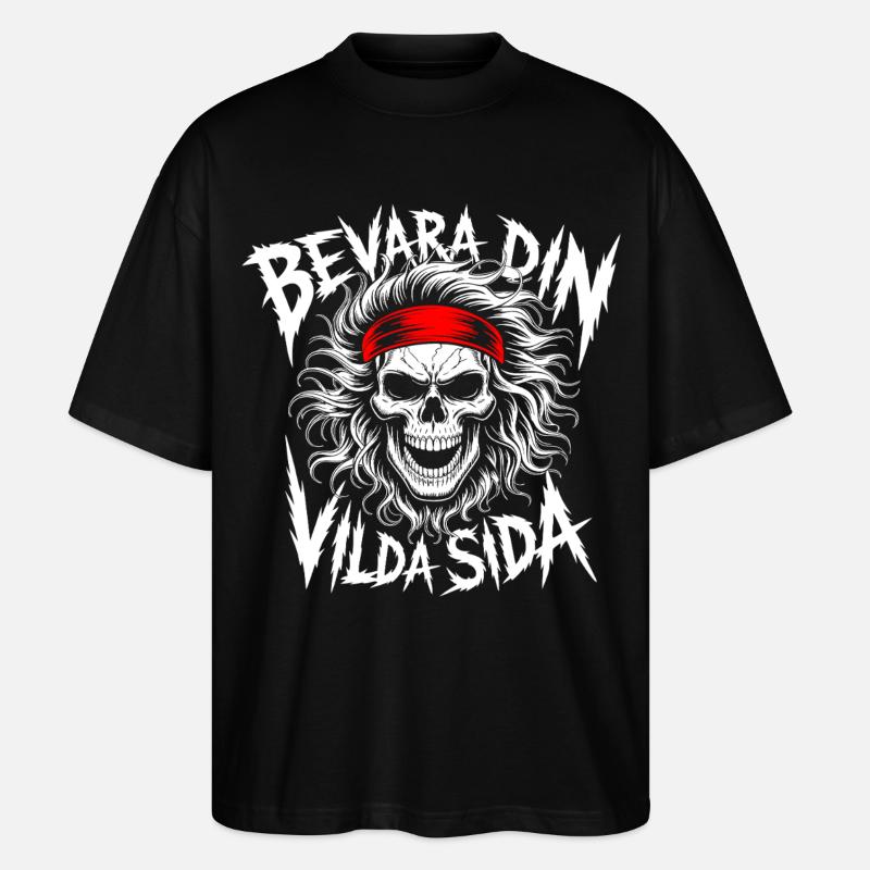 Wild Side Skull - Stanley/Stella Oversized Unisex Organic T-shirt Blaster 2.0 - black