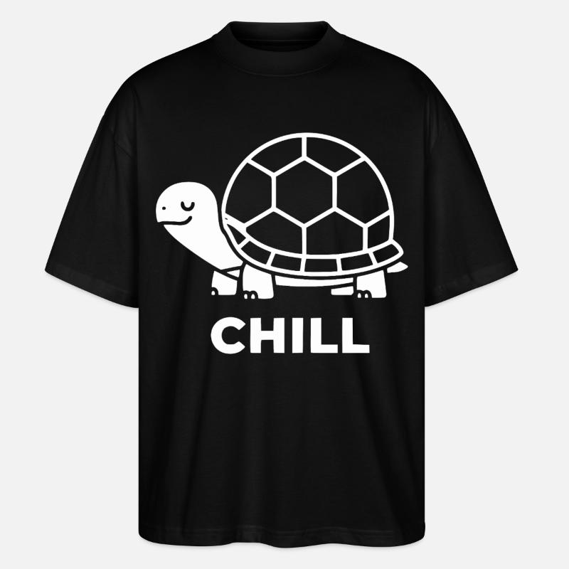Chill Schildkröte Linienkunst - Stanley/Stella Oversized Unisex Bio T-Shirt Blaster 2.0 - Schwarz
