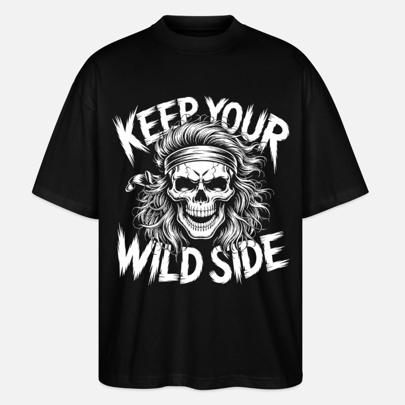 Conception du crâne du côté sauvage - T-shirt bio Blaster 2.0 coupe oversize Stanley/Stella Unisexe - noir