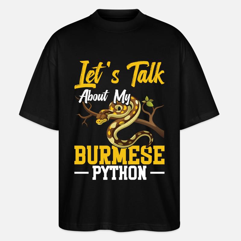 Burmesischer Python-Besitzer Schlangenterrarium Hide Python - Stanley/Stella Oversized Unisex Bio T-Shirt Blaster 2.0 - Schwarz