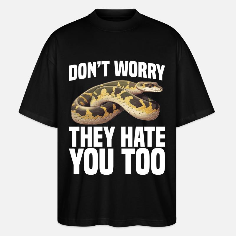 Python-Besitzer Schlangenterrarium, Reptilienhaut Burmesischer - Stanley/Stella Oversized Unisex Bio T-Shirt Blaster 2.0 - Schwarz