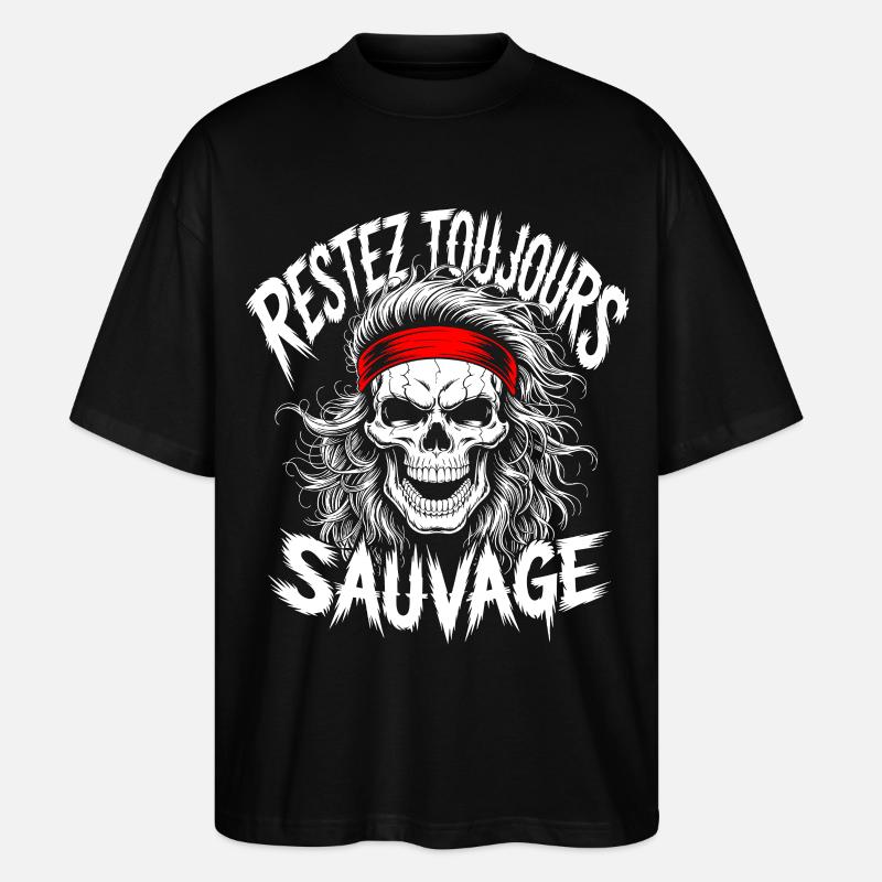 Restez Sauvage Toujours Skull - T-shirt bio Blaster 2.0 coupe oversize Stanley/Stella Unisexe - noir