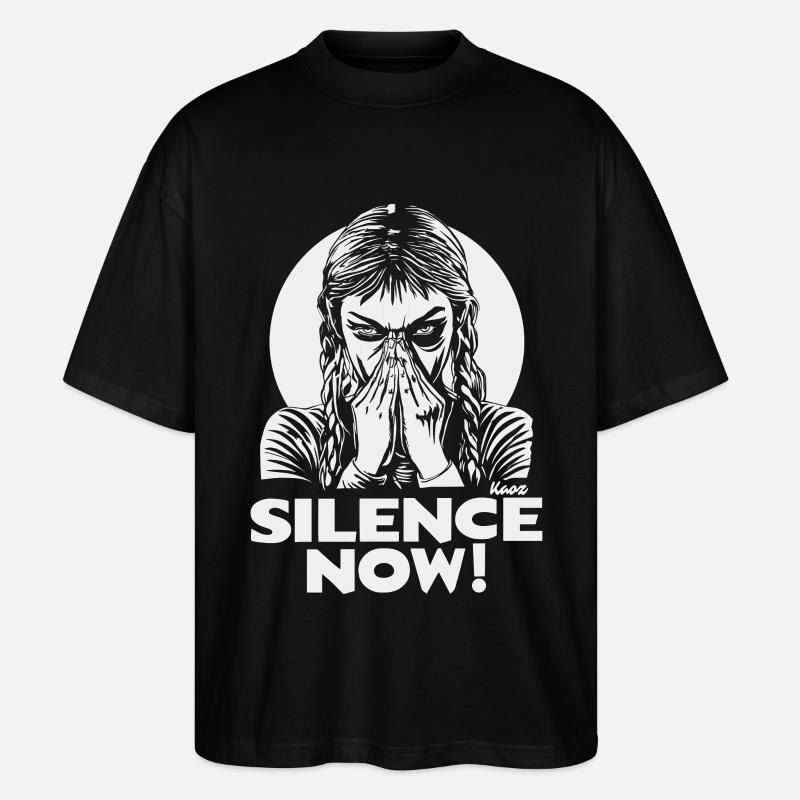Silence Now Face Emblem - Stanley/Stella Oversized Unisex Organic T-shirt Blaster 2.0 - black