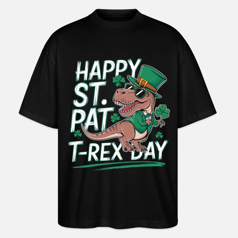 St Patricks T-Rex Hut - Stanley/Stella Oversized Unisex Bio T-Shirt Blaster 2.0 - Schwarz