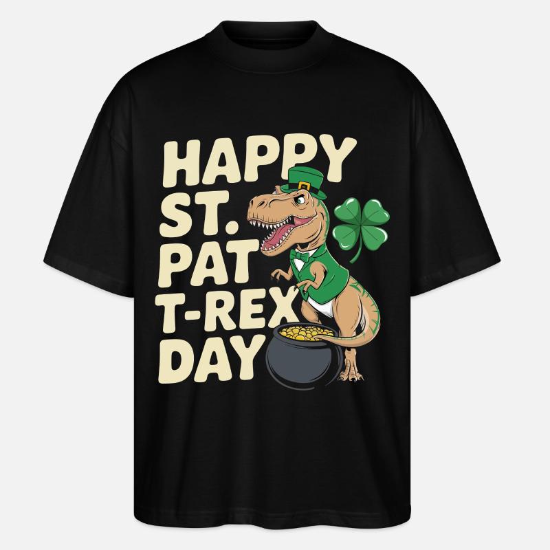 Dino Leprechaun St Patrick Day - Stanley/Stella Oversized Unisex Organic T-shirt Blaster 2.0 - black