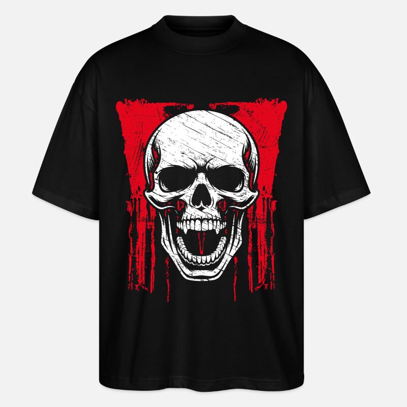 Motif de crâne grunge rouge - T-shirt bio Blaster 2.0 coupe oversize Stanley/Stella Unisexe - noir