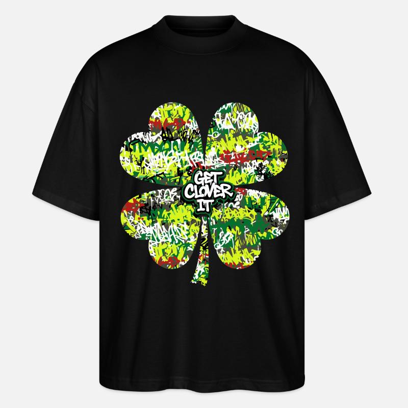 Graffiti Kleeblatt - Stanley/Stella Oversized Unisex Bio T-Shirt Blaster 2.0 - Schwarz