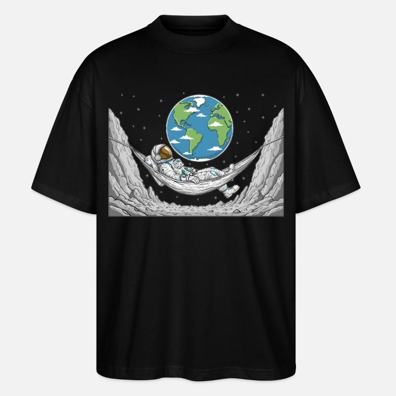 Astronaut Space Hammock Moon Earth Rest - Stanley/Stella Oversized Unisex Bio T-Shirt Blaster 2.0 - Schwarz