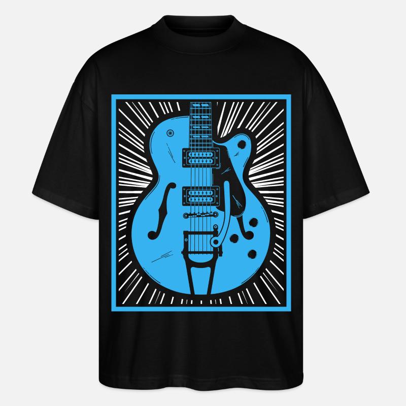 Silhouette de guitare rétro - T-shirt bio Blaster 2.0 coupe oversize Stanley/Stella Unisexe - noir