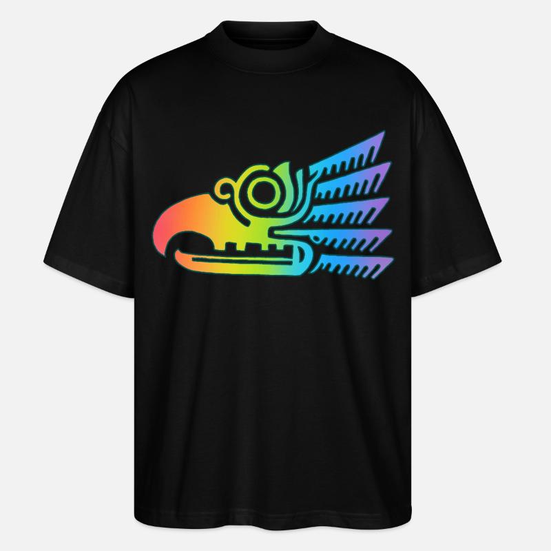Mehrfarbiger Stammesvogelkopf - Stanley/Stella Oversized Unisex Bio T-Shirt Blaster 2.0 - Schwarz