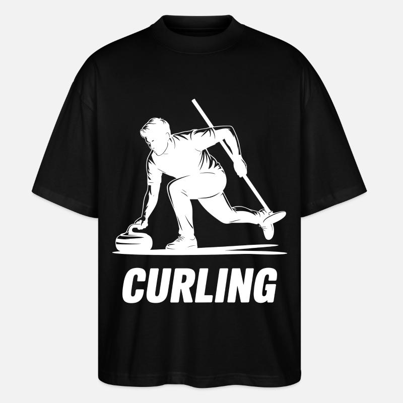 Curling Mann Sportler Action Silhouette - Stanley/Stella Oversized Unisex Bio T-Shirt Blaster 2.0 - Schwarz