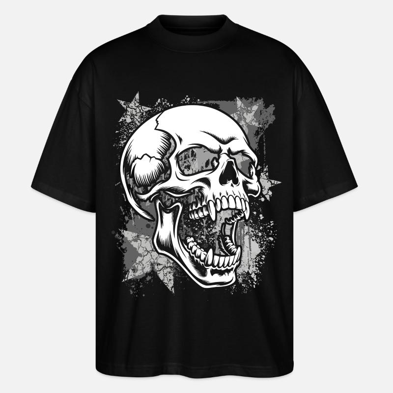 Grunge Schädel Farbspritzer - Stanley/Stella Oversized Unisex Bio T-Shirt Blaster 2.0 - Schwarz