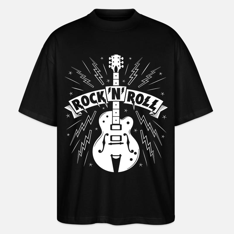 Rock'N'Roll-Banner mit Gitarre - Stanley/Stella Oversized Unisex Bio T-Shirt Blaster 2.0 - Schwarz