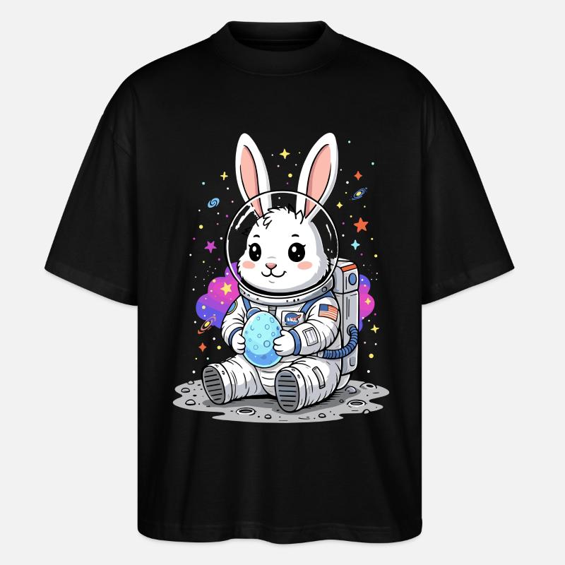 Astronaut Easter Bunny Space - Stanley/Stella Oversized Unisex Organic T-shirt Blaster 2.0 - black