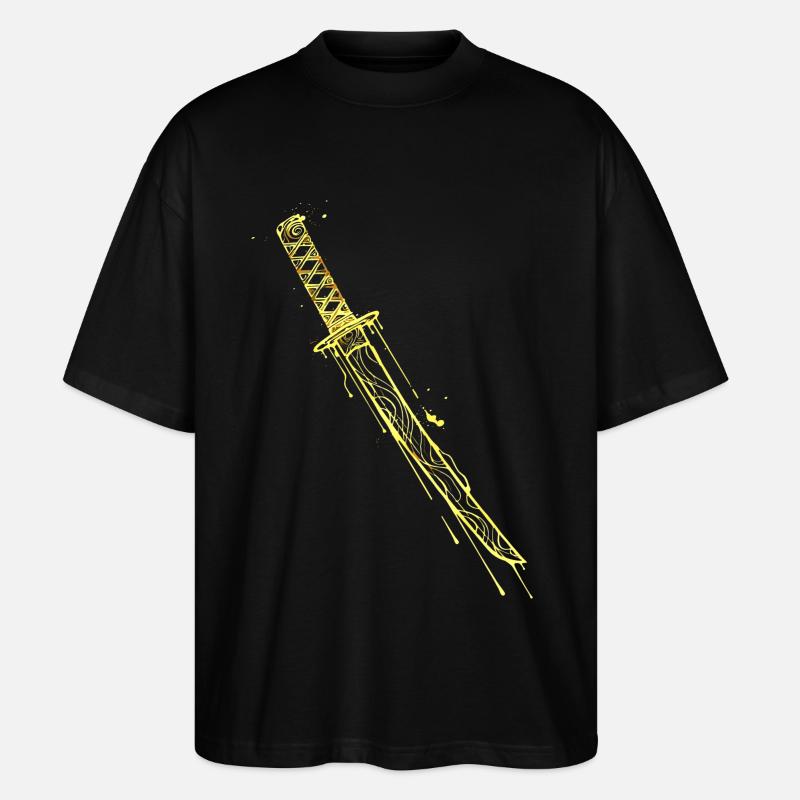 Goldenes Katana Samurai Schwert  - Stanley/Stella Oversized Unisex Bio T-Shirt Blaster 2.0 - Schwarz
