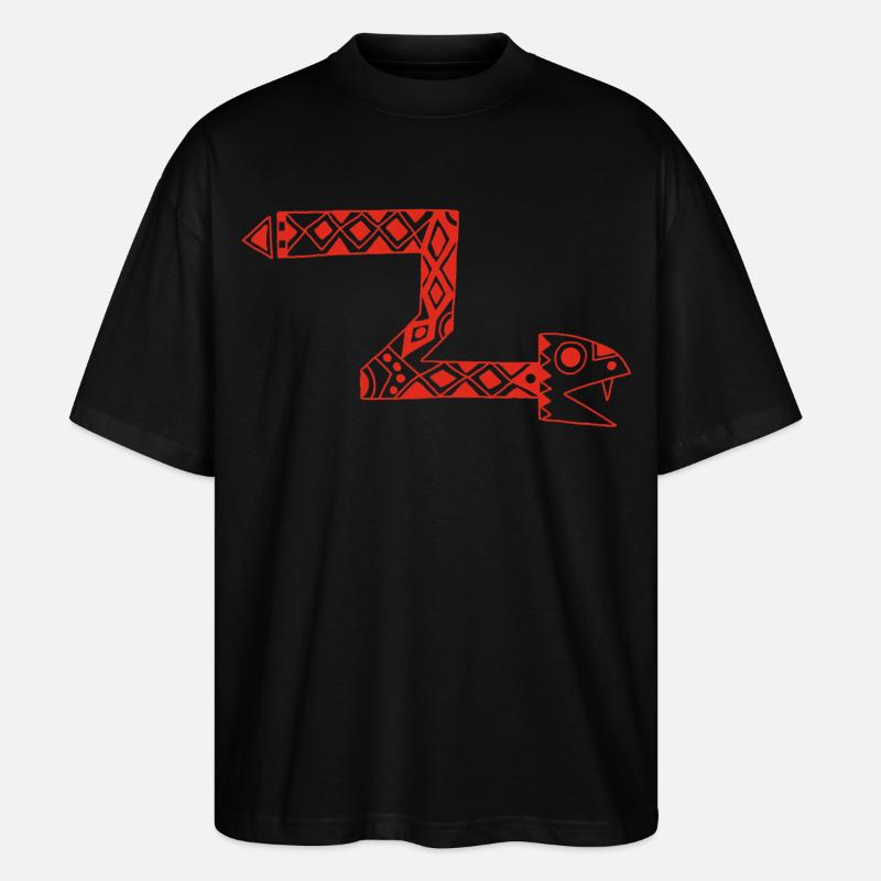 Rote Totem-Schlange - Stanley/Stella Oversized Unisex Bio T-Shirt Blaster 2.0 - Schwarz