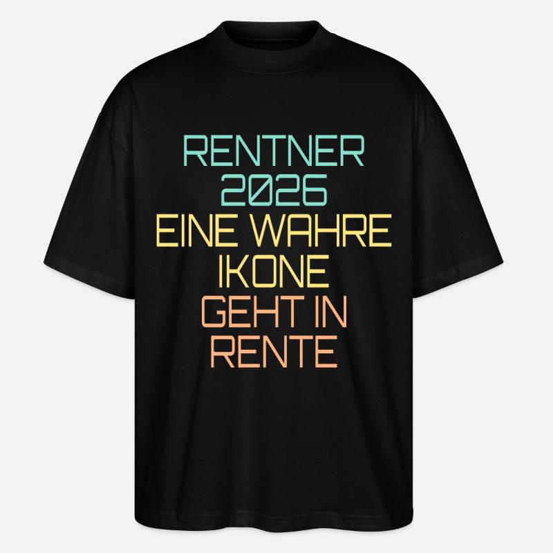 Rentner 2026 Ikone Rente - Stanley/Stella Oversized Unisex Bio T-Shirt Blaster 2.0 - Schwarz