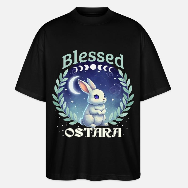 Ostara Happy Easter Pagan Spring - Stanley/Stella Oversized Unisex Organic T-shirt Blaster 2.0 - black