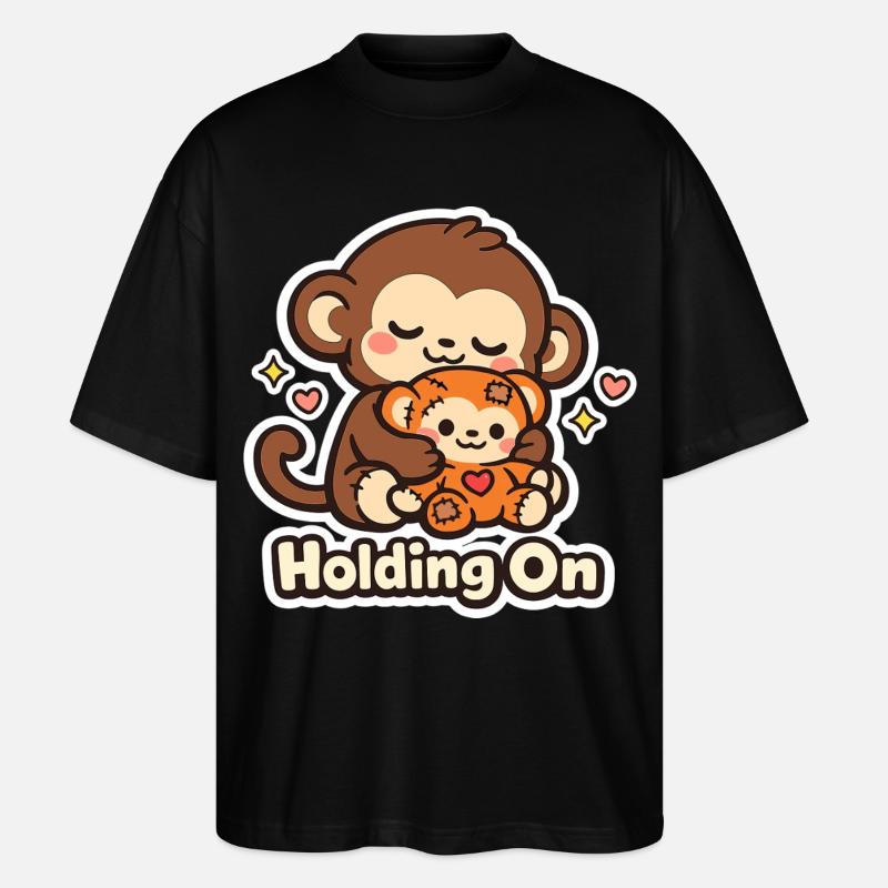 Punch Macaque Holding On - Stanley/Stella Oversized Unisex Bio T-Shirt Blaster 2.0 - Schwarz