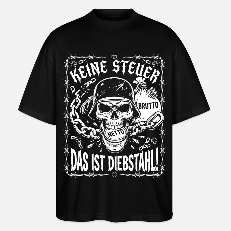 Pas d’impôt. C’est du vol, crâne - T-shirt bio Blaster 2.0 coupe oversize Stanley/Stella Unisexe - noir