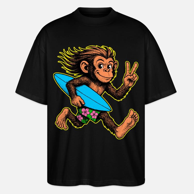 Surfing Monkey Surf Vibes - Stanley/Stella Oversized Unisex Organic T-shirt Blaster 2.0 - black