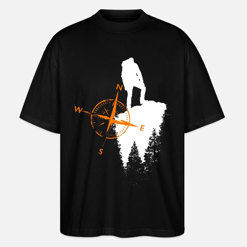Motif de vagabond avec compa - T-shirt bio Blaster 2.0 coupe oversize Stanley/Stella Unisexe - noir