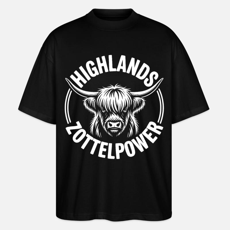 Highland Kuh Logo - Stanley/Stella Oversized Unisex Bio T-Shirt Blaster 2.0 - Schwarz