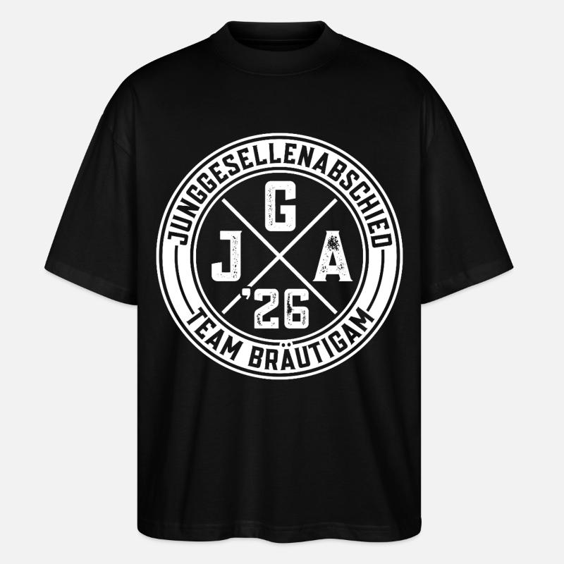 Team Groom Polttarit 2026 - Stanley/Stella Blaster 2.0 Unisex Oversized Luomu T-paita - musta