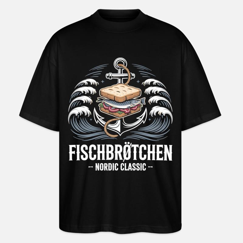 Fischbrötchen Nordic Classic Shirt - Stanley/Stella Oversized Unisex Bio T-Shirt Blaster 2.0 - Schwarz