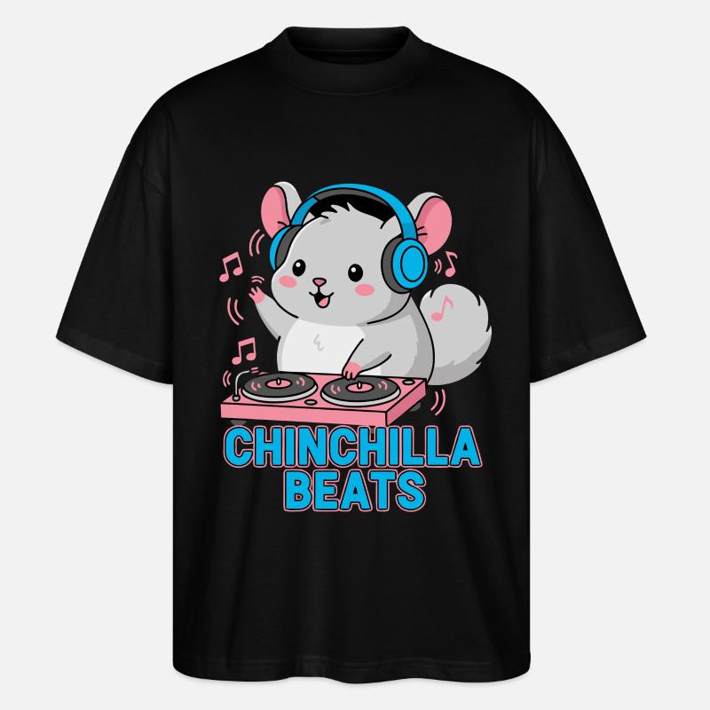 Douce chinchilla bat la musique - T-shirt bio Blaster 2.0 coupe oversize Stanley/Stella Unisexe - noir