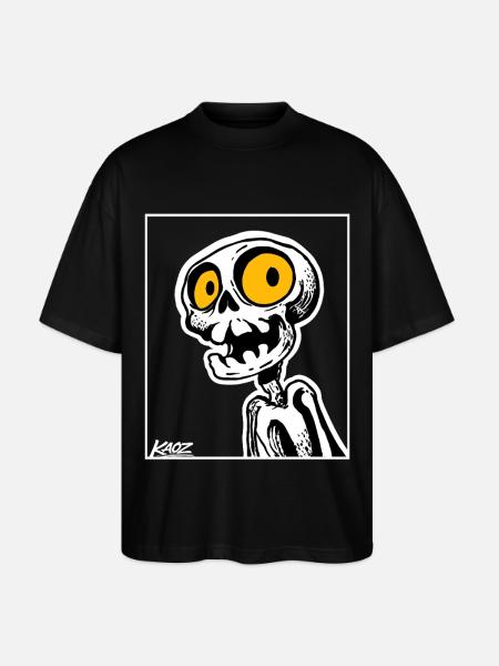 Skeleton Cartoon with Big Yellow Eyes - Stanley/Stella Oversized Unisex Organic T-shirt Blaster 2.0 - black