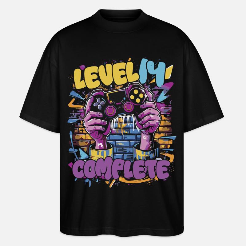 Level 14 Complete Gaming Graffiti - Stanley/Stella Oversized Unisex Bio T-Shirt Blaster 2.0 - Schwarz