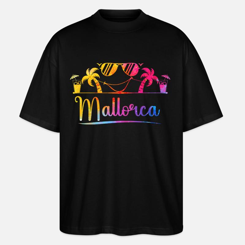 Mallorca Palmen Strand Grafik - Stanley/Stella Oversized Unisex Bio T-Shirt Blaster 2.0 - Schwarz