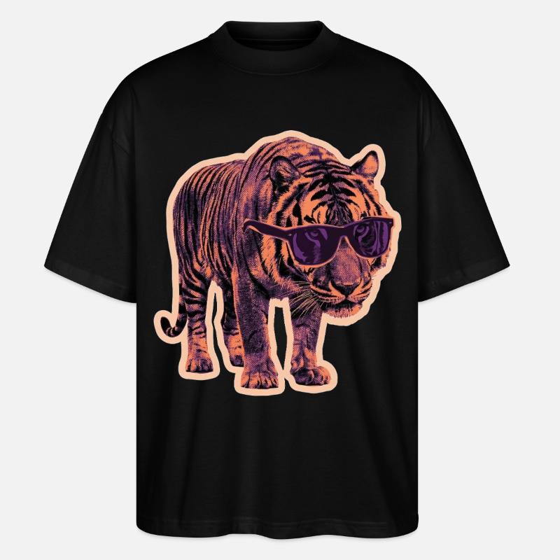 Tiger Sonnenbrille Risographie - Stanley/Stella Oversized Unisex Bio T-Shirt Blaster 2.0 - Schwarz