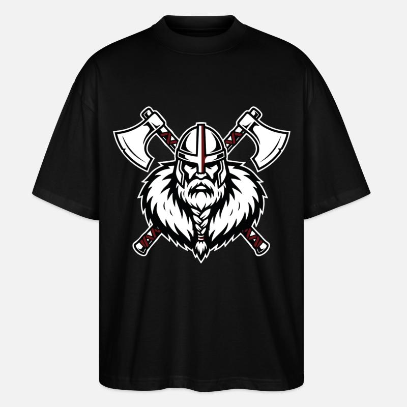 Wikinger-Axtmeister Krieger-Kreuzfahrer-Axt-Maskottchen - Stanley/Stella Oversized Unisex Bio T-Shirt Blaster 2.0 - Schwarz