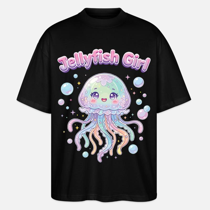 Pastel Kawaii Quallenmädchen-Ästhetik - Stanley/Stella Oversized Unisex Bio T-Shirt Blaster 2.0 - Schwarz