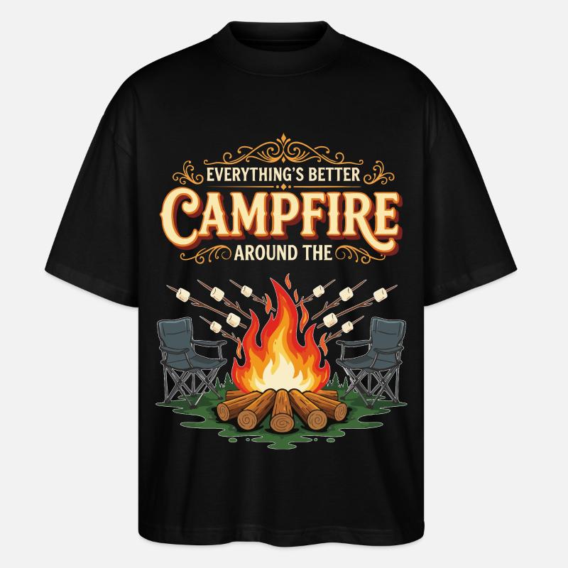 Campfire Marshmallow Everything Better Camping - T-shirt bio Blaster 2.0 coupe oversize Stanley/Stella Unisexe - noir