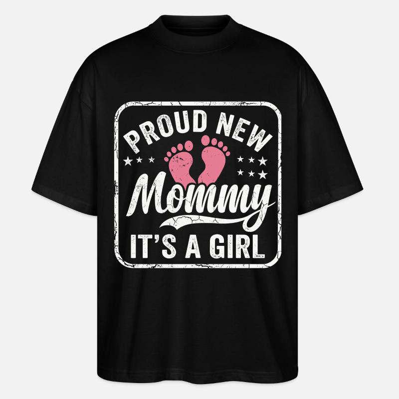 Werdende Mama & Mutter, Geburt Tochter Mädchen - Stanley/Stella Oversized Unisex Bio T-Shirt Blaster 2.0 - Schwarz