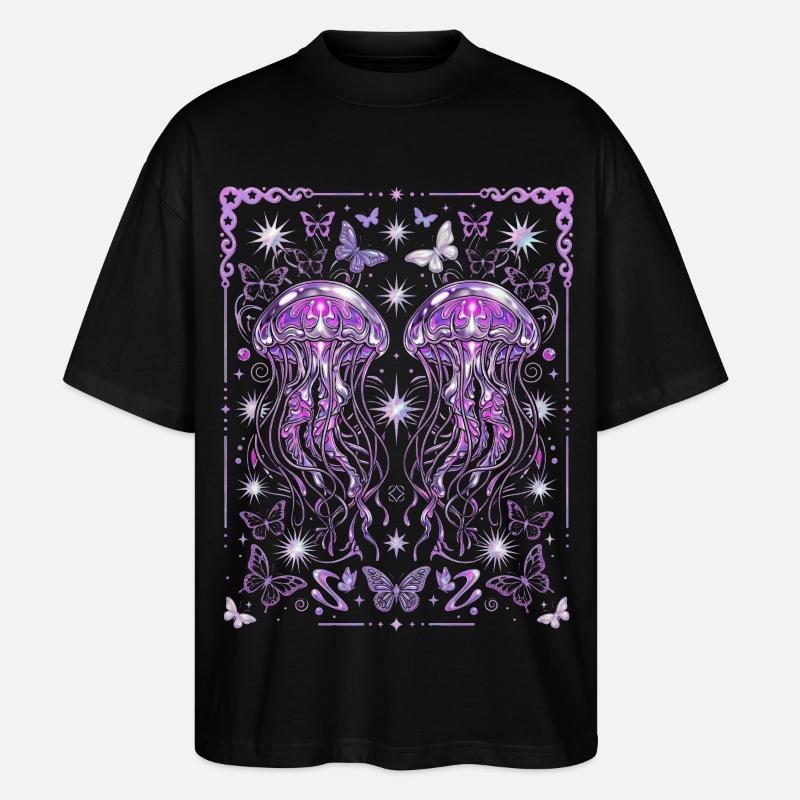 Graphique esthétique de méduse Y2K - T-shirt bio Blaster 2.0 coupe oversize Stanley/Stella Unisexe - noir