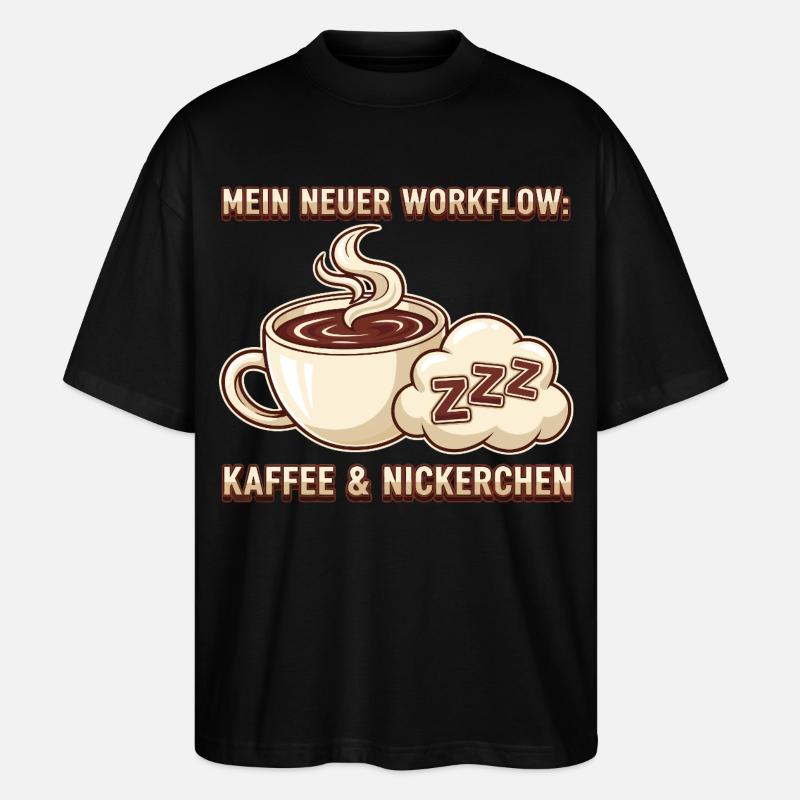 Kaffee Nickerchen Workflow - Stanley/Stella Oversized Unisex Bio T-Shirt Blaster 2.0 - Schwarz