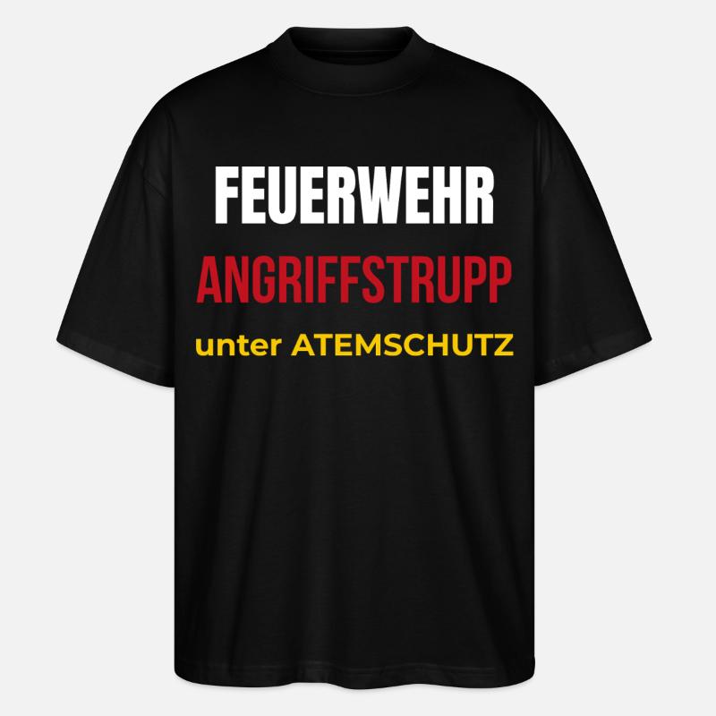 Feuerwehr Angriffstrupp unter Atemschutz – T‑Shirt - Stanley/Stella Oversized Unisex Bio T-Shirt Blaster 2.0 - Schwarz