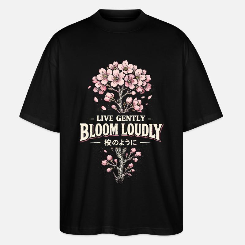 Kirschblüten Sakura Kirschblüte - Stanley/Stella Oversized Unisex Bio T-Shirt Blaster 2.0 - Schwarz