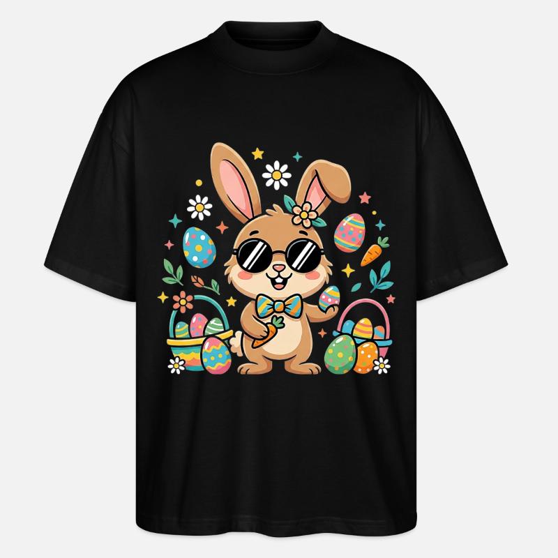 Joyeuses Pâques, Cool Bunny - T-shirt bio Blaster 2.0 coupe oversize Stanley/Stella Unisexe - noir