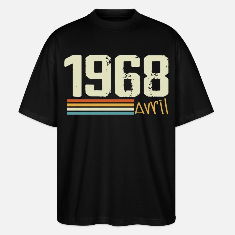 Geboren im April 1968 - Stanley/Stella Oversized Unisex Bio T-Shirt Blaster 2.0 - Schwarz
