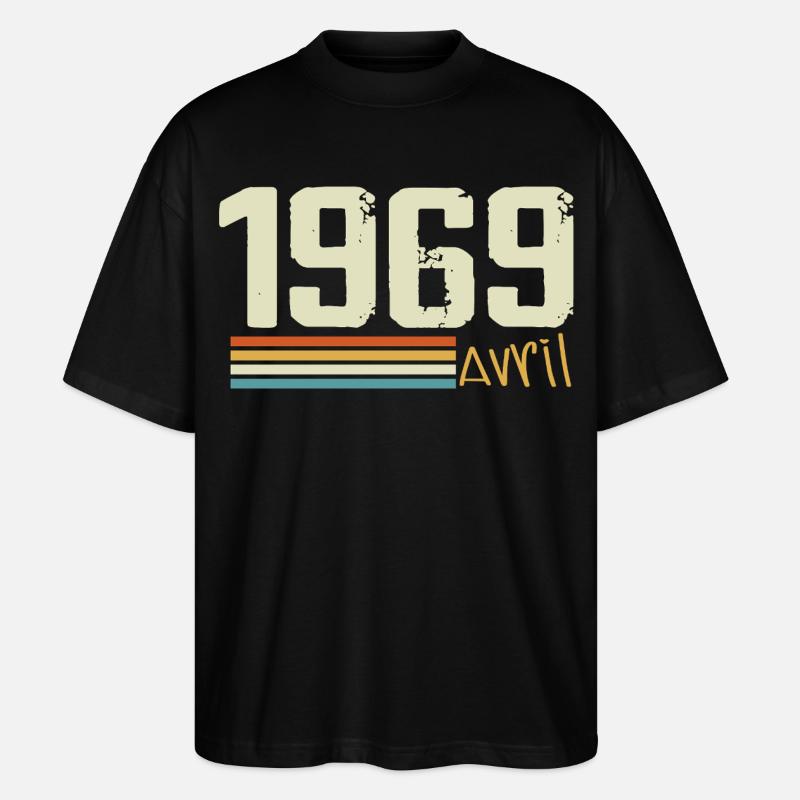Geboren im April 1969 - Stanley/Stella Oversized Unisex Bio T-Shirt Blaster 2.0 - Schwarz