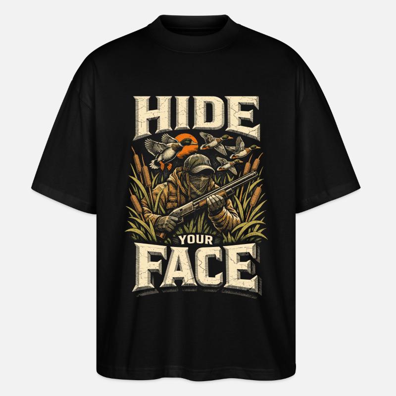 Duck Hunt Hide Your Face - Stanley/Stella Oversized Unisex Organic T-shirt Blaster 2.0 - black
