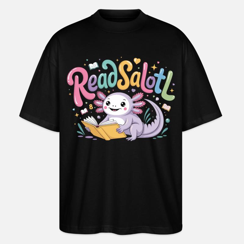 Axolotl Reader T-Shirt ReadSalotl Book - T-shirt bio Blaster 2.0 coupe oversize Stanley/Stella Unisexe - noir