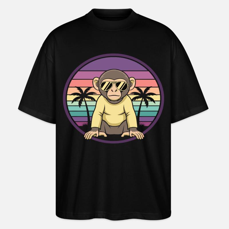 Cooler Affe Retro Sommer Sonnenbrille - Stanley/Stella Oversized Unisex Bio T-Shirt Blaster 2.0 - Schwarz