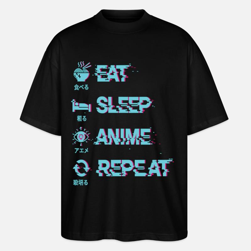 MANGER DORMIR ANIME RÉPÉTER - T-shirt bio Blaster 2.0 coupe oversize Stanley/Stella Unisexe - noir